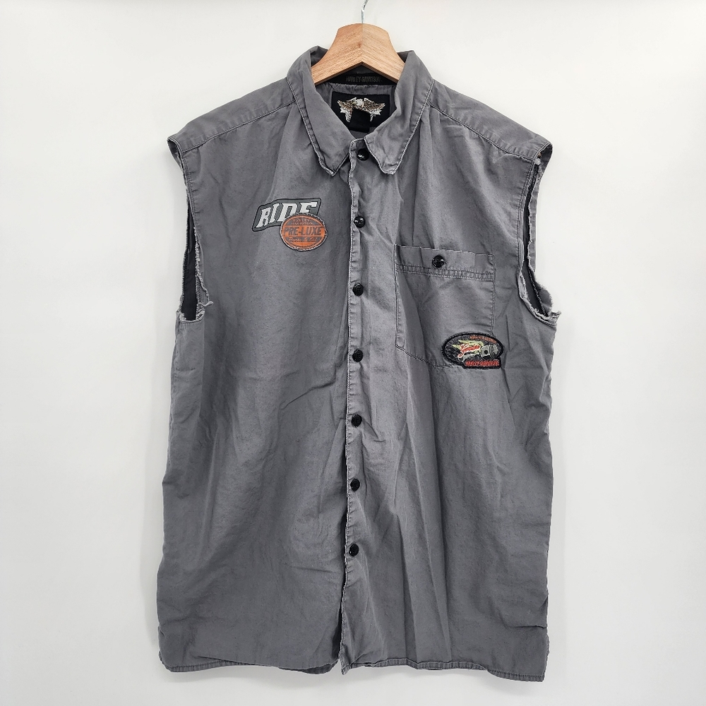 Vintage Harley Davidson Sleeveless Button Down